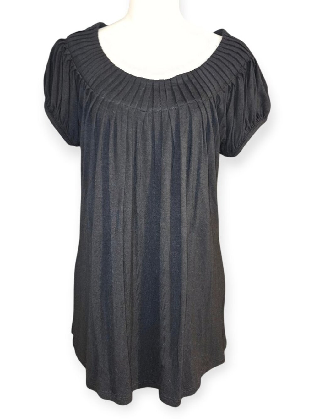 NWT Style & Co Pleated Neck Top Women’s Stretch Blouse Flutter Sleeve